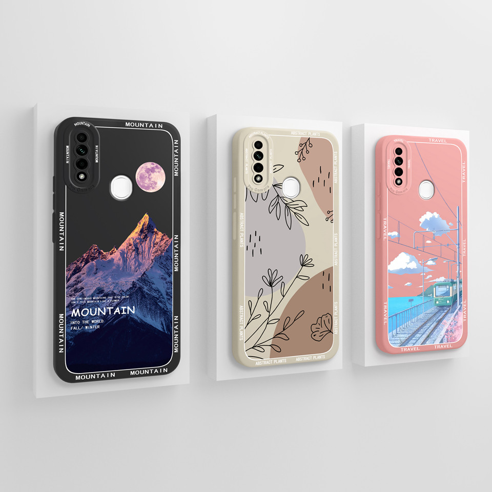 Dành Cho OPPO a31 Vỏ Tròn Bầu Trời Mây Chống Rơi Silicon Chống Sốc Bảo Vệ Camera Di Động Nhẹ Vuông D