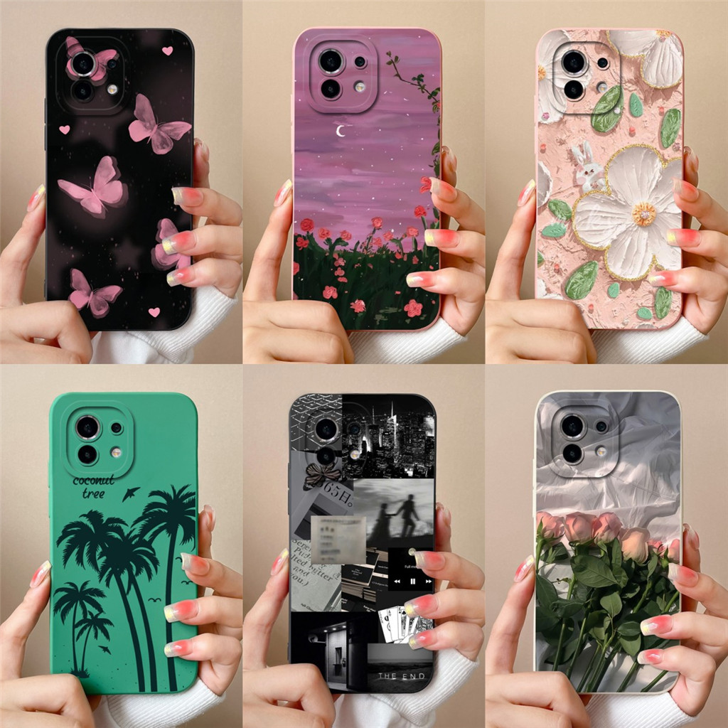 Vỏ Thiết Kế Mới Cho Xiaomi 11 Lite 5G NE Nghệ Thuật Xinh Đẹp Tranh Sơn Dầu Hoa Chất Lỏng Bảo Vệ Sili