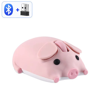  Chuột Bluetooth Chuột không dây 2.4Ghz Chế Độ Kép Hoạt Hình Dễ Thương Lợn 1200 DPI Công Thái Học USB Chơi Game Chuột Cho Laptop iPad Máy Tính Bảng Notebook 