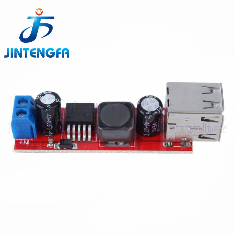 DC 6V-40V Sang 5V 3A Sạc USB Đôi DC-DC Mô Đun Chuyển Đổi Bước Xuống Cho Xe Sạc LM2596 Dual USB