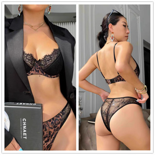 Bộ Gợi Cảm Da Báo In Áo + Quần Lót Ngực Nhỏ Đẩy Lên Trên Hỗ Trợ Vòng Thép Đồ Lót Liền Mạch Bé Gái Đồ Lót