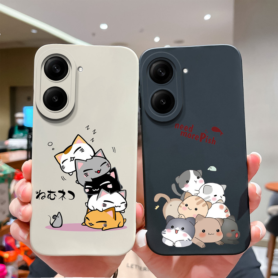 Dành Cho Redmi A5 A5 NFC Ốp điện thoại Mèo Dễ Thương Bơ Vuông Chống Sốc Chống Rơi Đơn Giản Silicon C