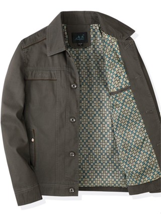 Phong Cách Mới Ve Áo Áo khoác Bố Cotton Áo Xuân Thu Ve Áo Top Quần Áo Nam Trung Niên Quần Áo Thu Đông Áo Khoác Nam Trung Niên Và Người Cao Tuổi