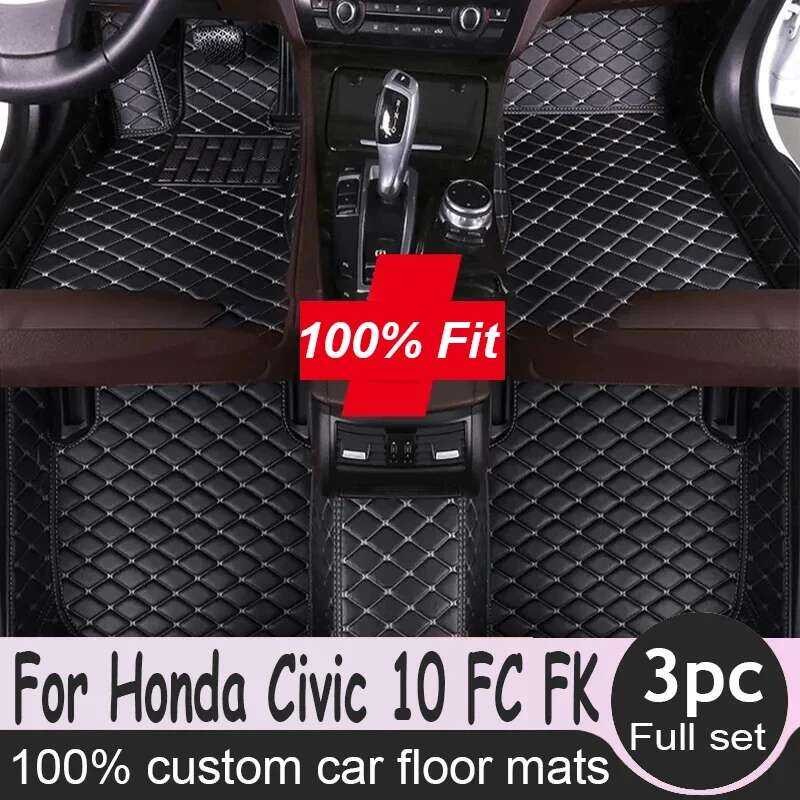 or Mats Car For Honda Civic X 10 FC FK 2016~2021 Rugs Leather  or Mat Carpets Interior Part