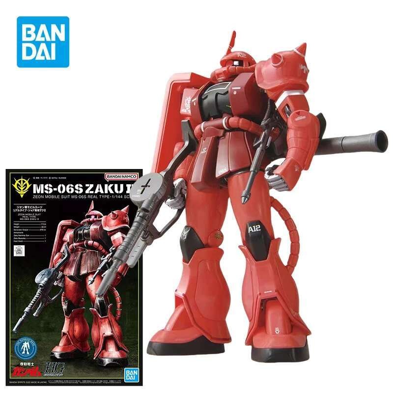 BANDAI HG MS-06S ZAKU 2 Action Figures Zeon Ms-06s Real Type 1/144 Scale Mobile Suit Gunpura Toys fo