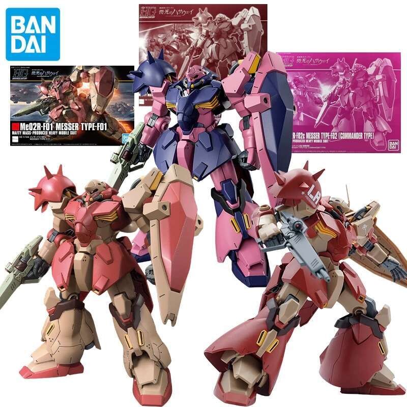 BANDAI RG 1/144 Me02R-F02c F02 Commander Type Action Figure Messer Type-F01 am Model Kit Toys for Bo
