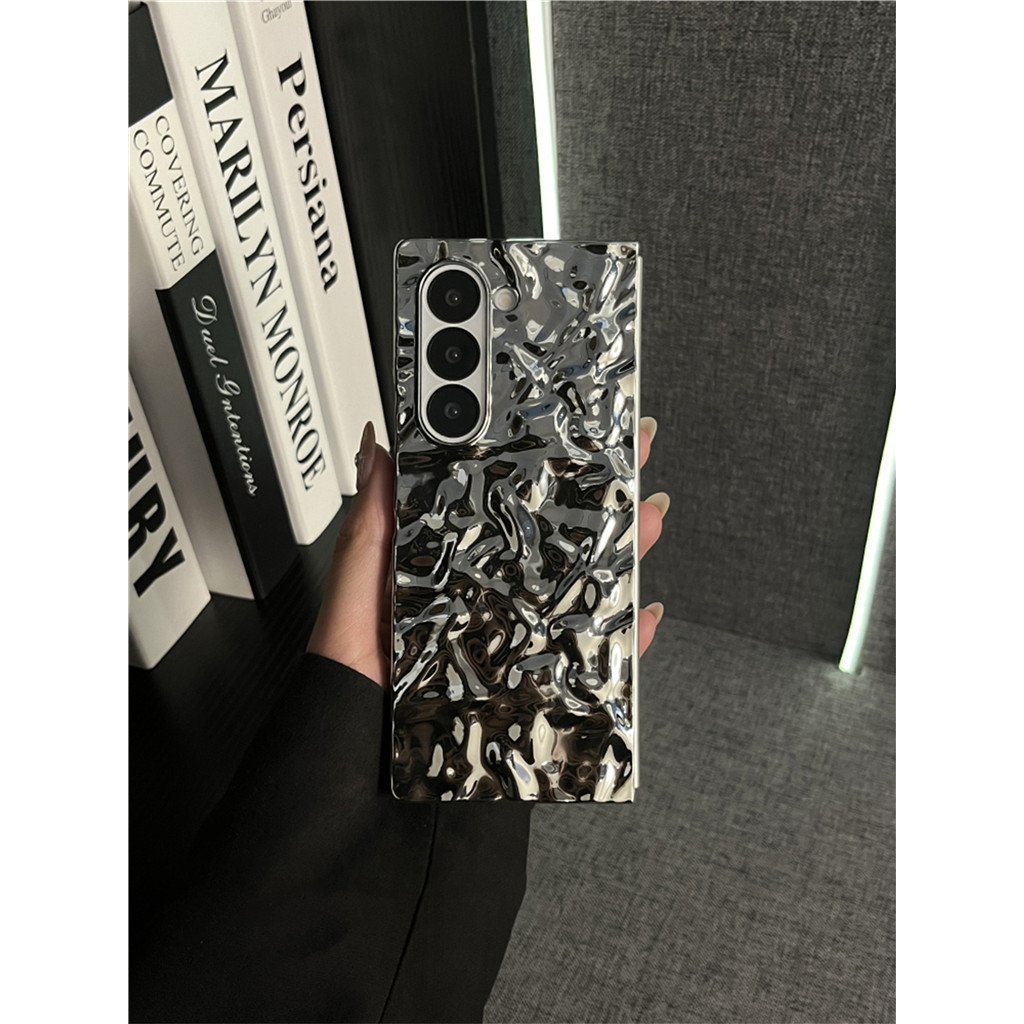 Ốp Điện Thoại Họa Tiết Nếp Nhăn Không Đều Mạ Bạc Sang Trọng Cho Galaxy Z Fold 6 Z Fold6 Fold6 Zfold6