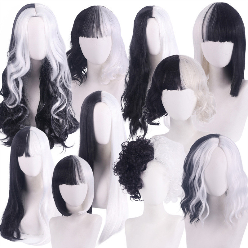 Cos Wig 101 Chó Trung Thành Cruella De Vil Cuella Phù Thủy Đen Trắng