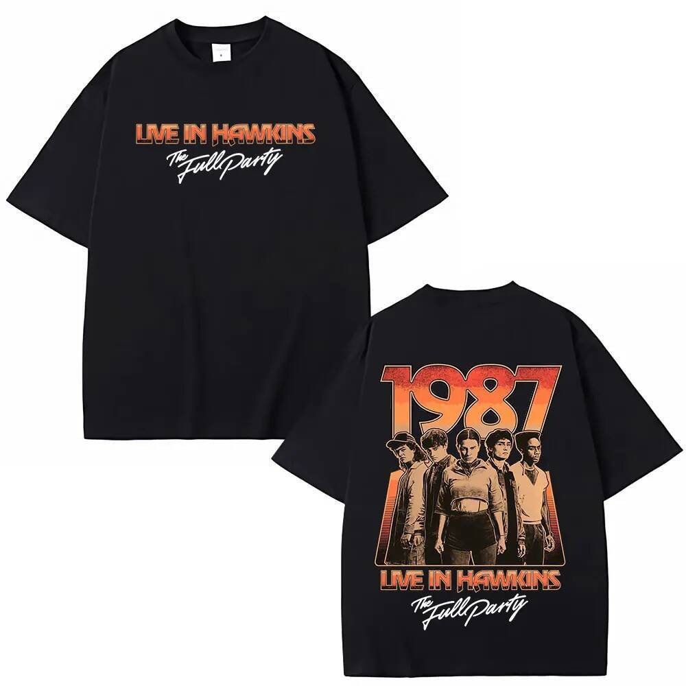 Eddie Munson Demogorgon Áo Thun Nam Nữ Cotton, Thiết Kế Vintage Tay Ngắn