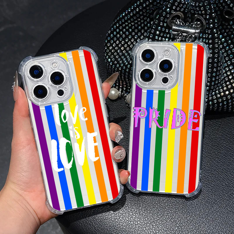 LGBT Rainbow Love is Love Pride Flag Ốp Điện Thoại Trong Suốt Cho Samsung A57 A37 A56 5G A55 A54 A53