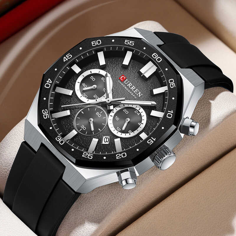 Đồng hồ thể thao nam CURREN / CURREN 8489 Đồng hồ nam Băng silicon Đồng hồ ngoại thương Chronograph 