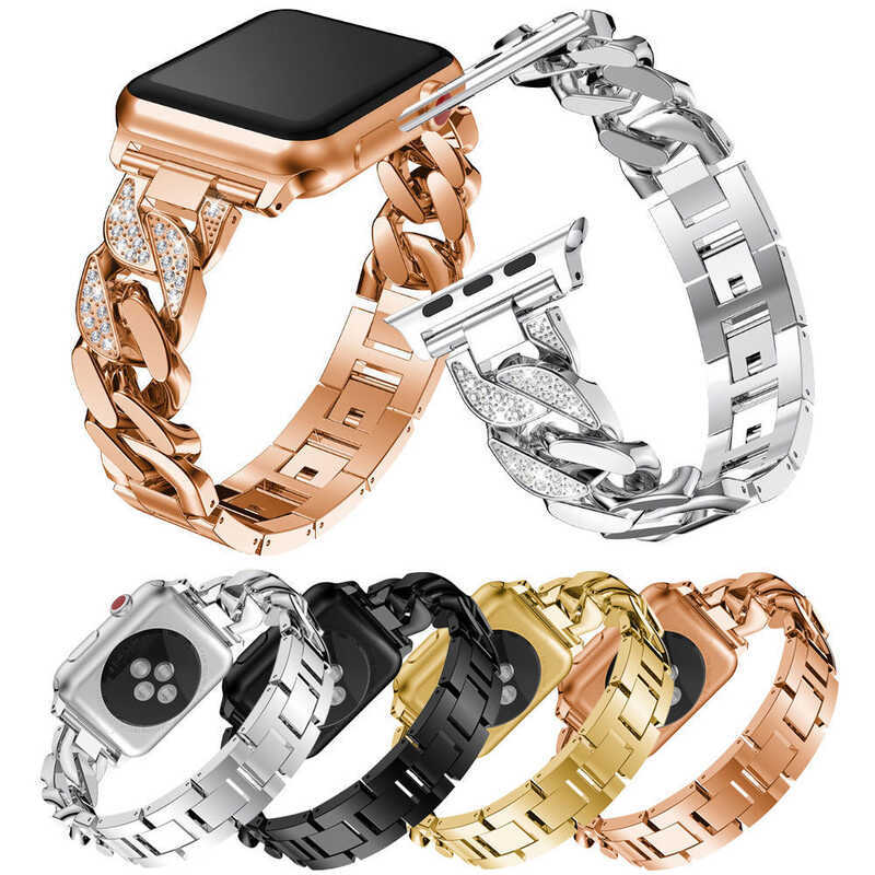 Dây đeo nữ Thích hợp cho Apple Watch Apple watch5 / 6 / 7 / 8 Dây đeo dây chuyền Denim kim cương hợp