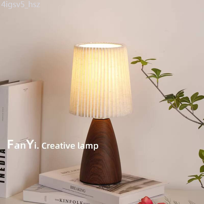 [Hàng có sẵn/Ảnh thật] Đèn bàn gỗ xếp ly Fanyi, ngủ gốm cao cấp phòng ngủ, tạo không khí ấm cúng ch