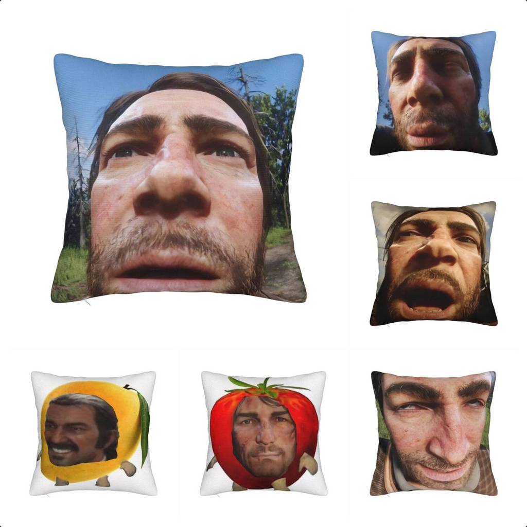 Arthur Morgan Meme Vỏ Gối Polyester Đệm RDR2 Trò Chơi Ném Gối Bao Nhà Vuông 40X40cm