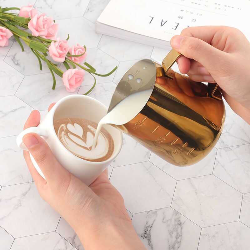 Cốc Bằng Thép Không Gỉ Có Vạch Chia Độ Của Buyer Star, Dùng Cho Cà Phê Và Trà Sữa, Cốc Latte Art Để 