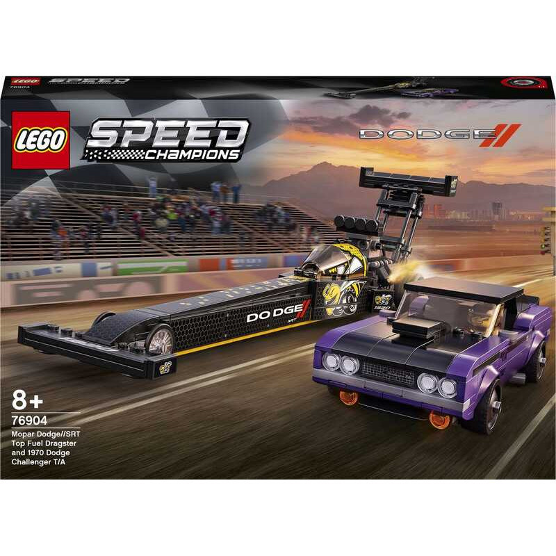Lego Speed Champions 76904 Mopar Dodge//SRT Top Fuel Dragster và 1970 Dodge Challenger T/A