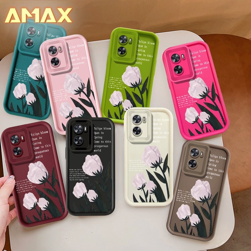 Vỏ hoa tulip tím thẩm mỹ thanh lịch cho OPPO A53 A33 A57 A57S A60 A77 A77S A79 A94 A93 A1 Pro A1K F1