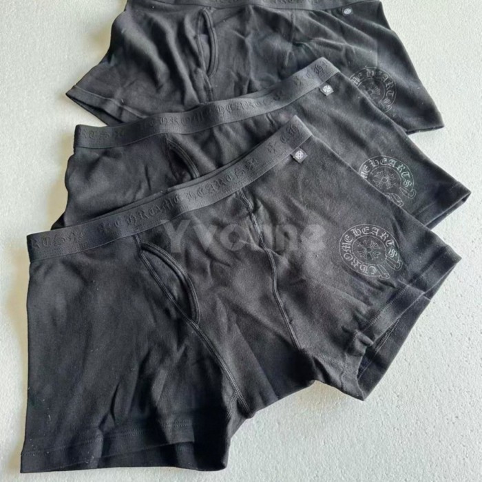 Chrome * Hearts Letter Cross Boxer Briefs Đen Unisex