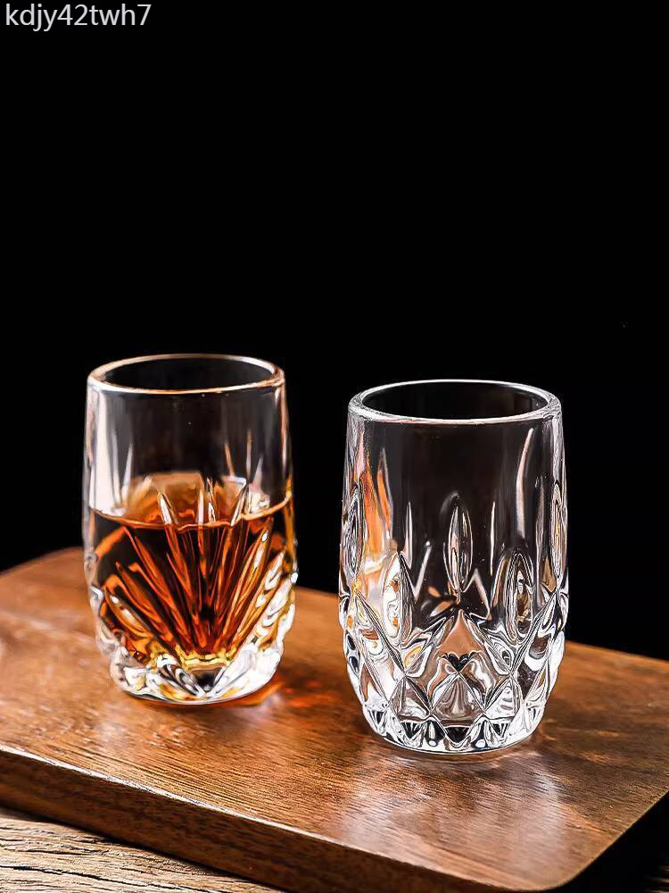 ( rẻ mà chất lượng) Ly thủy tinh khắc retro cao cấp, shot mini, rượu whisky vodka, 0.05kg ly