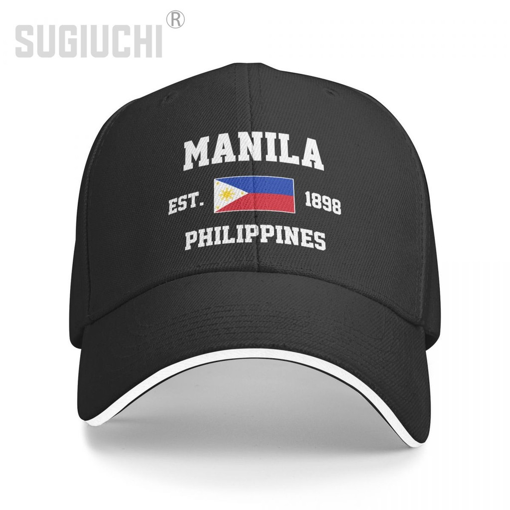 Manila, Philippines EST. Mũ bóng chày 1898 - Snapback màu đen với văn bản "MANILA" & "PHILIPPINES" m