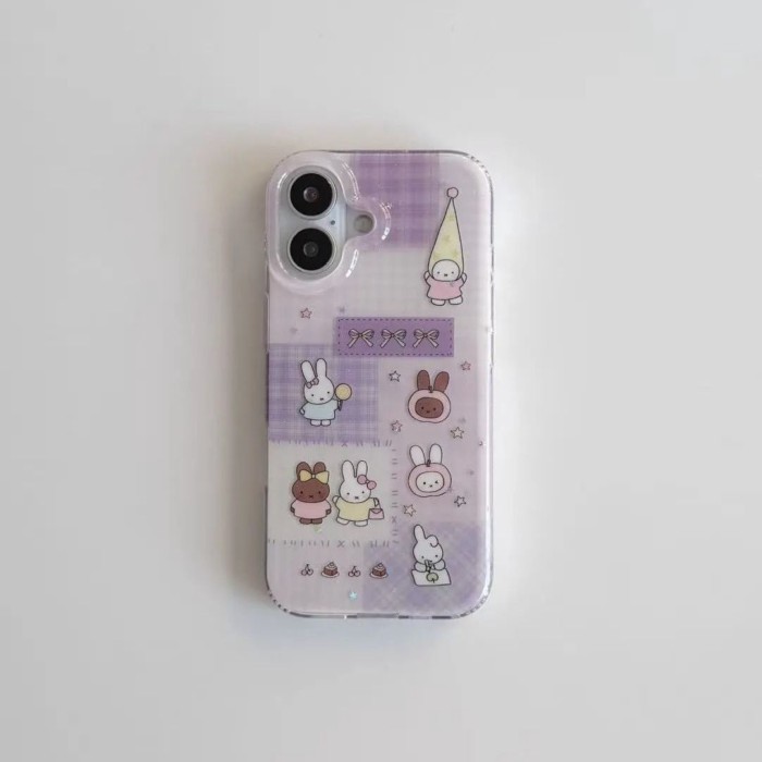 Thỏ Miffy Tím Thích Hợp Cho iPhone17 / 16 Jelly Phone Case 13 / 14 12 / 11PRO