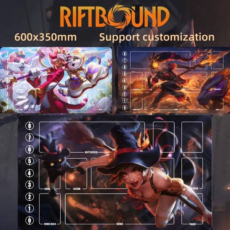 Nidalee Series 2mm Khâu cạnh Người chơi đơn Trận Playmat Anime Riftbound 600x350mm Duel Disk Bảng ca