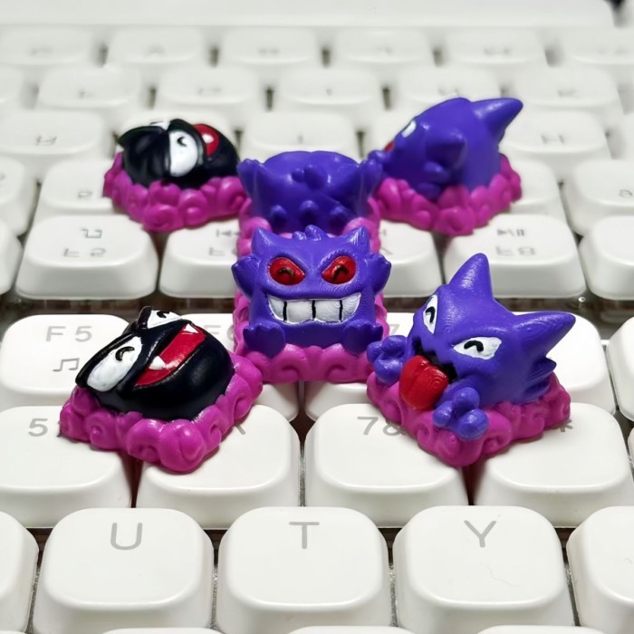 Cá tính 3D Nhựa Pokémon Elf Keycap Gengar Ghost Ba chiều Cross Keycap Đơn