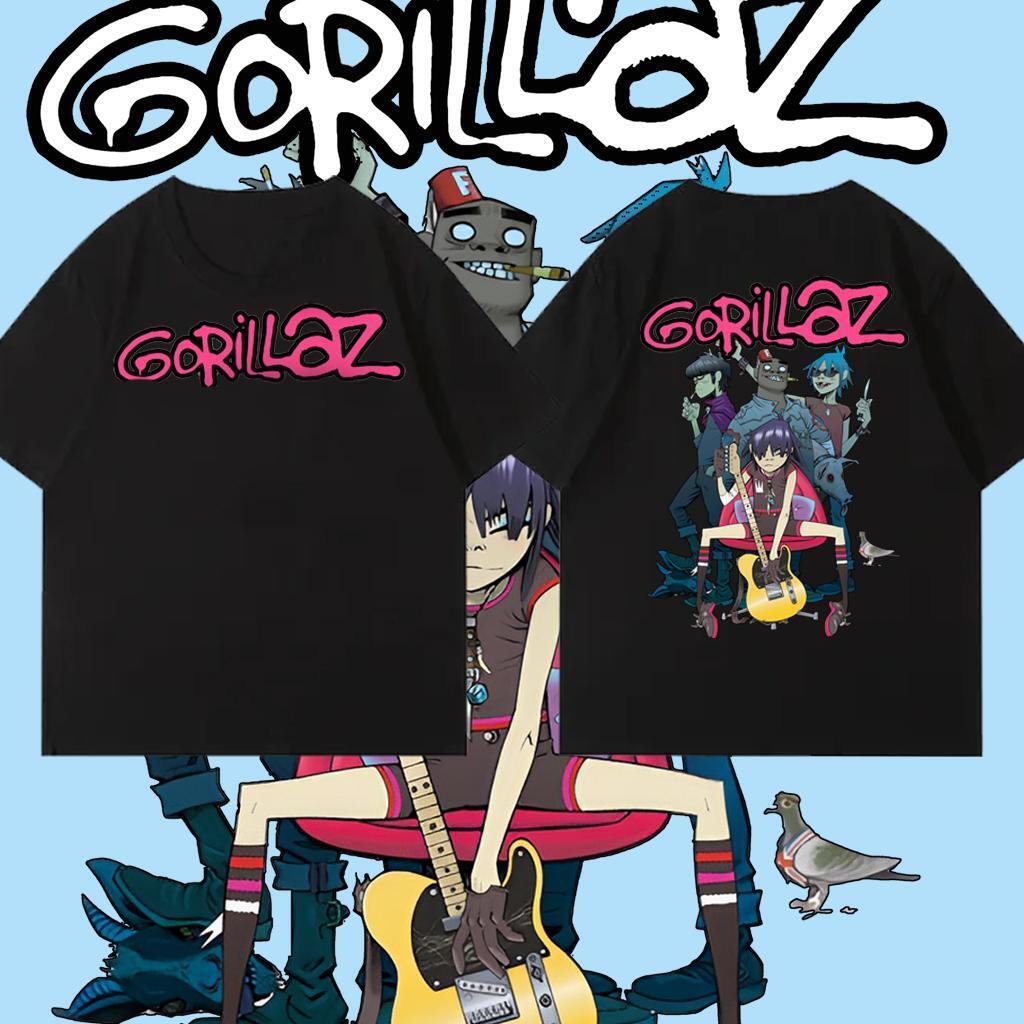 Áo thun ban nhạc Rock kim loại hình hoạt hình Gorillaz