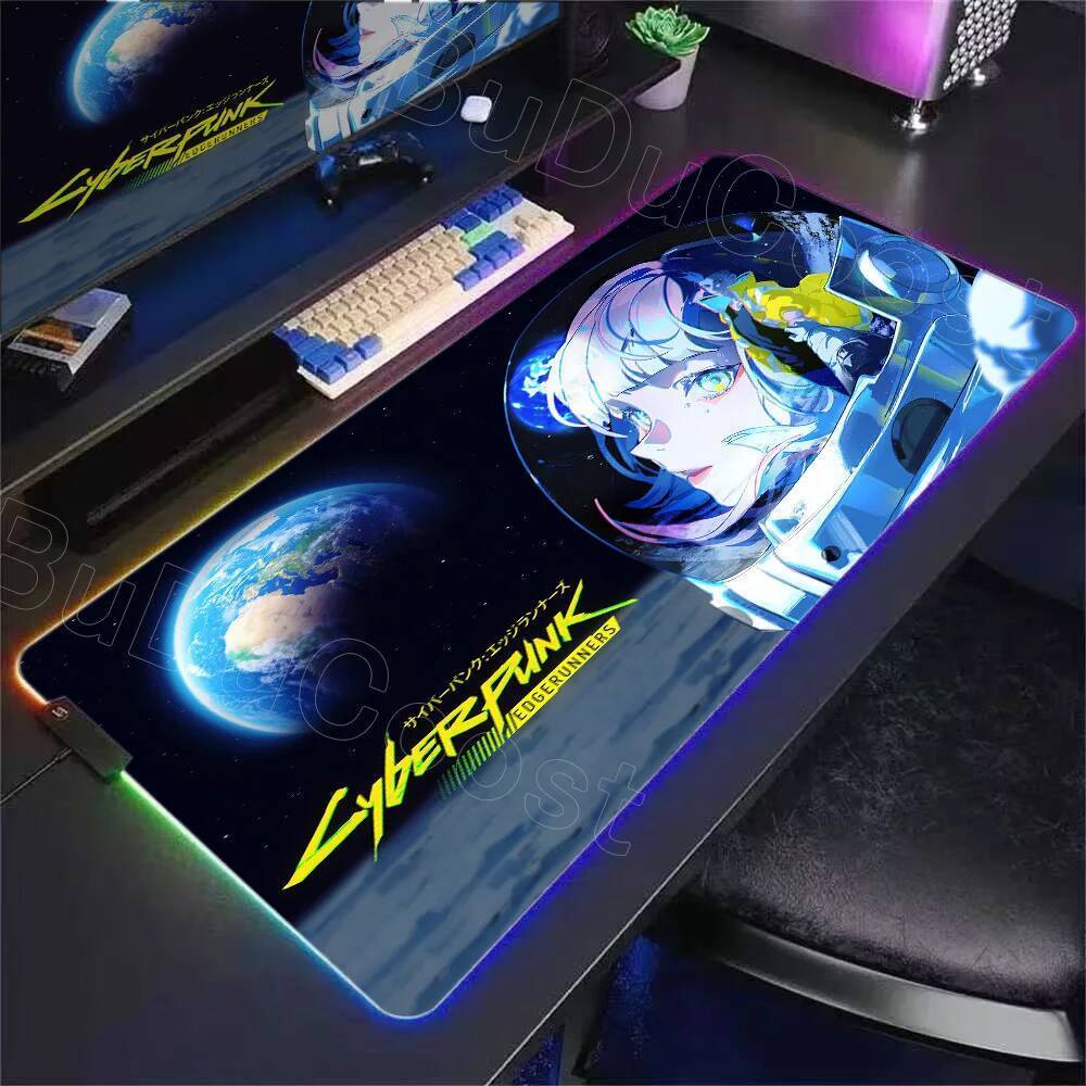 HD Anime Cô Gái Miếng Lót Chuột RGB Để Bàn Thảm C _ cyberpunk Anime E _ edgerunners Mousepad Máy Tín