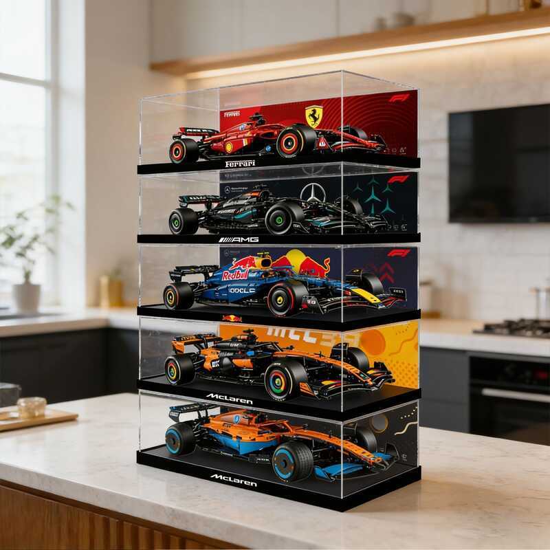 Hộp Trưng Bày Phù Hợp Với Xe Đua LEGO 42207 Ferrari F1, Nắp Chống Bụi Acrylic Trong Suốt Cao Cấp, Độ