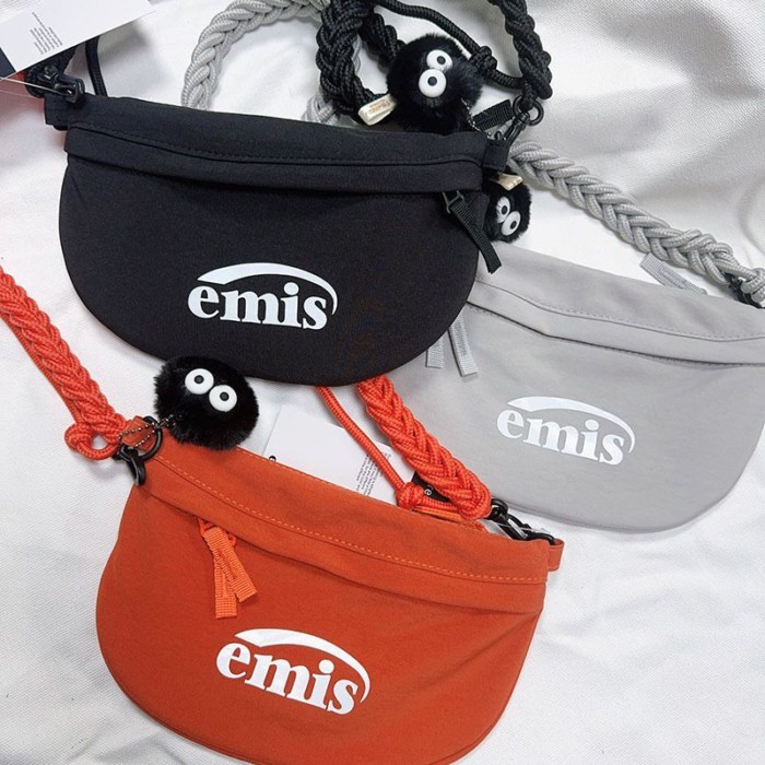 Hàn Quốc EMIS Cùng Phong Cách Túi Nylon Dệt Thời Trang Túi Đeo Vai Nhỏ Nhẹ Túi Mới 2025emis Túi