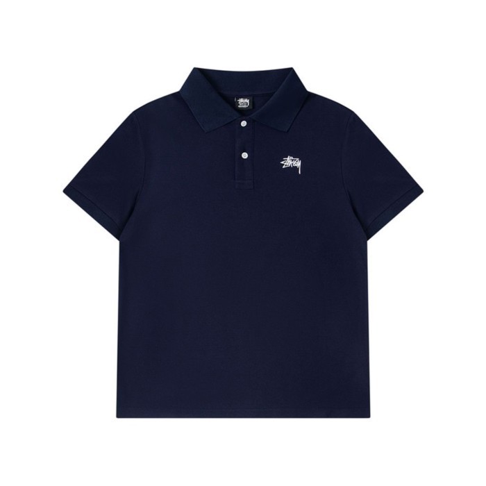 Áo sơ mi polo ngắn tay Stussy thêu logo, phong cách mới và sang trọng