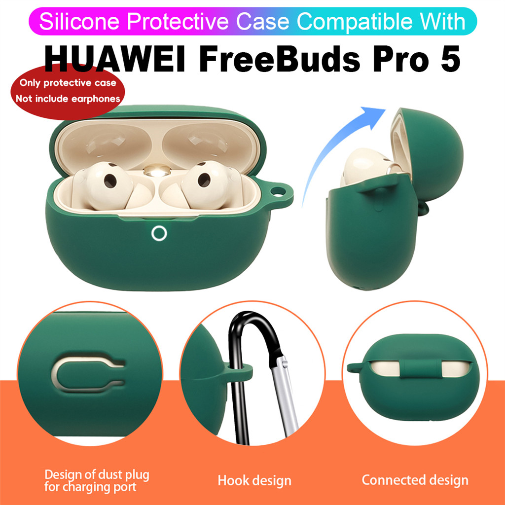 Ốp Tai Nghe Chống Sốc Cho Huawei FreeBuds Pro 5 Có Móc Khóa Vỏ Bảo Vệ Silicon Chống Bụi
