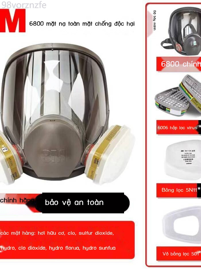 [GIÁ SỐC] Mặt nạ phòng độc mặt 3m6800 dùng cho sơn phun, khí hóa chất, thuốc trừ sâu công nghiệp, f