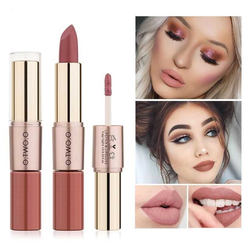 Son Môi Hai Đầu Otwoo Phong Cách Châu Âu Mỹ Hai Đầu Lip Glaze Son Môi Lâu Dài Chống Mồ Hôi Chống Thấ