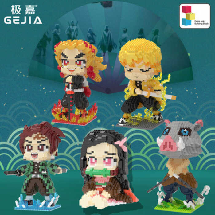 Jijia Hạt Giáo Dục Sáng Tạo Lắp Ráp Khối Xây Dựng Đồ Chơi 6023-1 ~ 6023-5 Demon Slayer Series