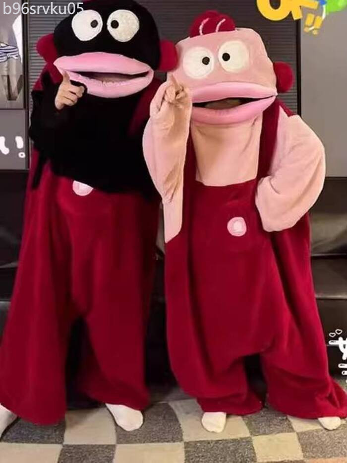 [GIÁ SỈ]  Đồ cặp đôi Hanton Ugly Fish Onesie, đồ ngủ bạn thân cho phụ nữ, vải coral fleece, hoạt hì