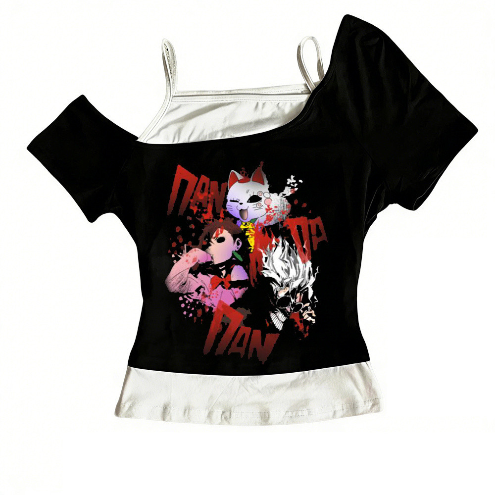 Dandadan crop top shoujo tiệc dạo phố gyaru cutecore meme áo sơ mi đồ họa thay thế gyaru emo meme