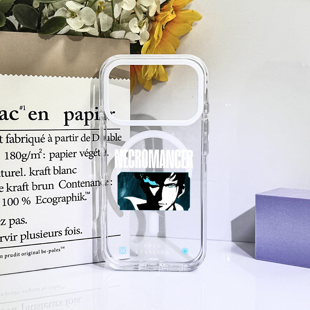 Màu Sắc Mới Tương Phản Trong Suốt Acrylic Solo Leveling Necromancer Sung Jin Woo Ốp Lưng Sạc Từ Tính