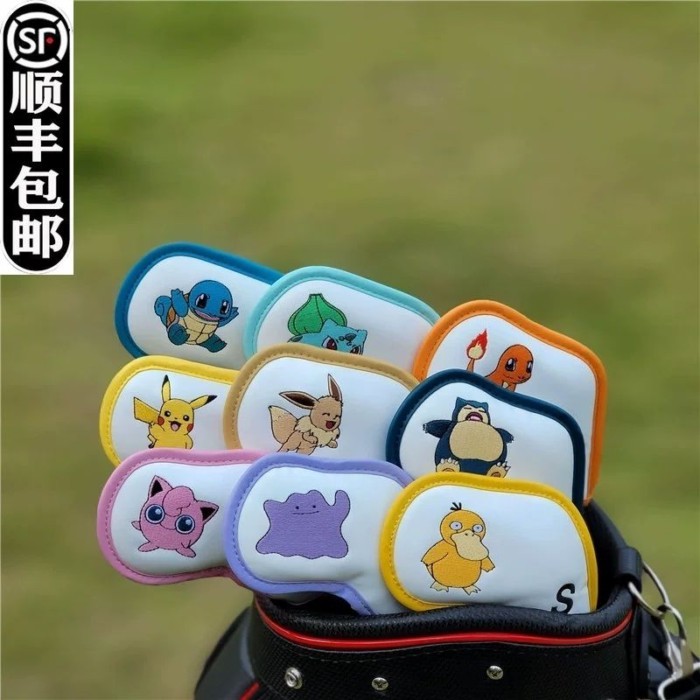 Xuất khẩu Nhật Bản & Hàn Quốc - Bộ Phụ Kiện Golf Pokémon Hoạt Hình, Bao Gồm Sắt Đầu Câu Clb và Vỏ Bó