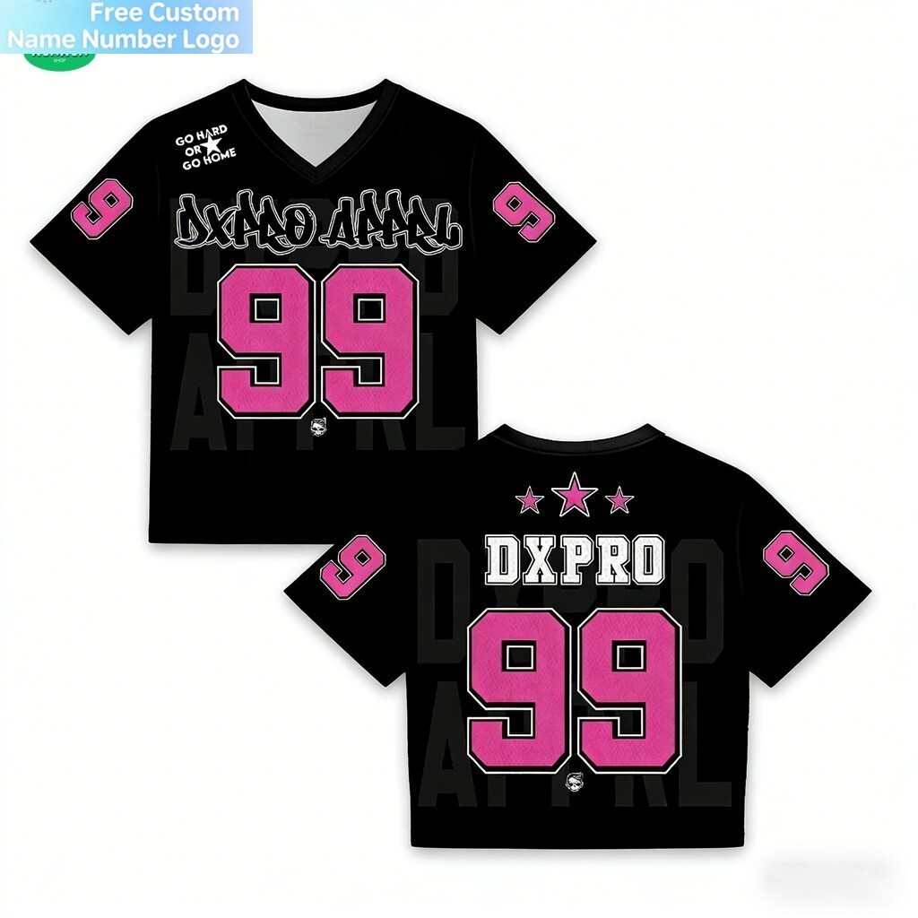 Áo Jersey Bóxy Dxpro 99 màu đen và magenta, phù hợp unisex