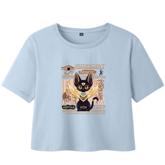 MJSTYLE Cổ Tròn Nửa Tay Ngắn Tay Áo Thun Nữ 2025 Mới Phổ Biến Thời Trang Mùa Hè Ngắn Thẳng Vai