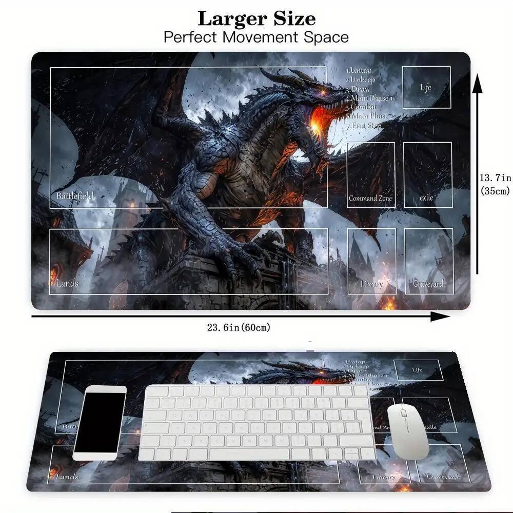 Gamming Playmat MTG Playmat Thảm Chuột Rồng Chống Trơn Trượt Bền Khâu Cạnh 35X60CM Thảm Để Bàn tapet