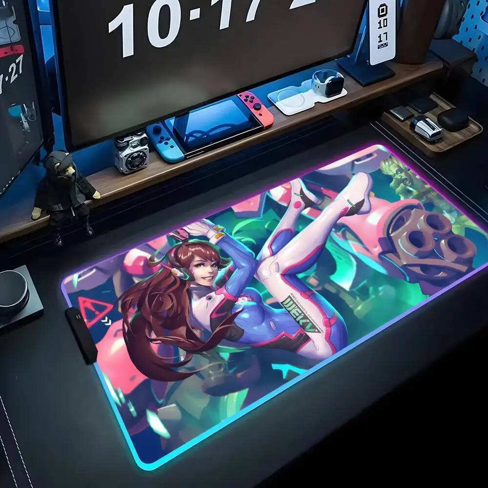Dva Miếng Lót Chuột RGB Chơi Game Mousepad LED Lớn Miếng Lót Bàn PC Thảm Dạ Quang Miếng Lót Chuột Bà