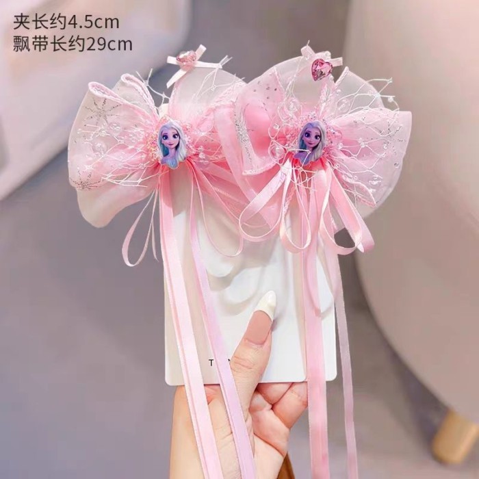 Công Chúa Elsa Phụ Kiện Tóc Bé Gái Kẹp Tóc Elsa Bé Công Chúa Cao Cấp Đầu Sau Ruy Băng Kẹp Tóc Không 