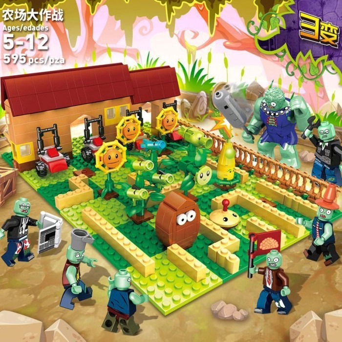 Đồ chơi Plants vs. Zombies 2 bộ đồ chơi lắp ráp hoàn chỉnh cho trẻ em khối xây dựng nam