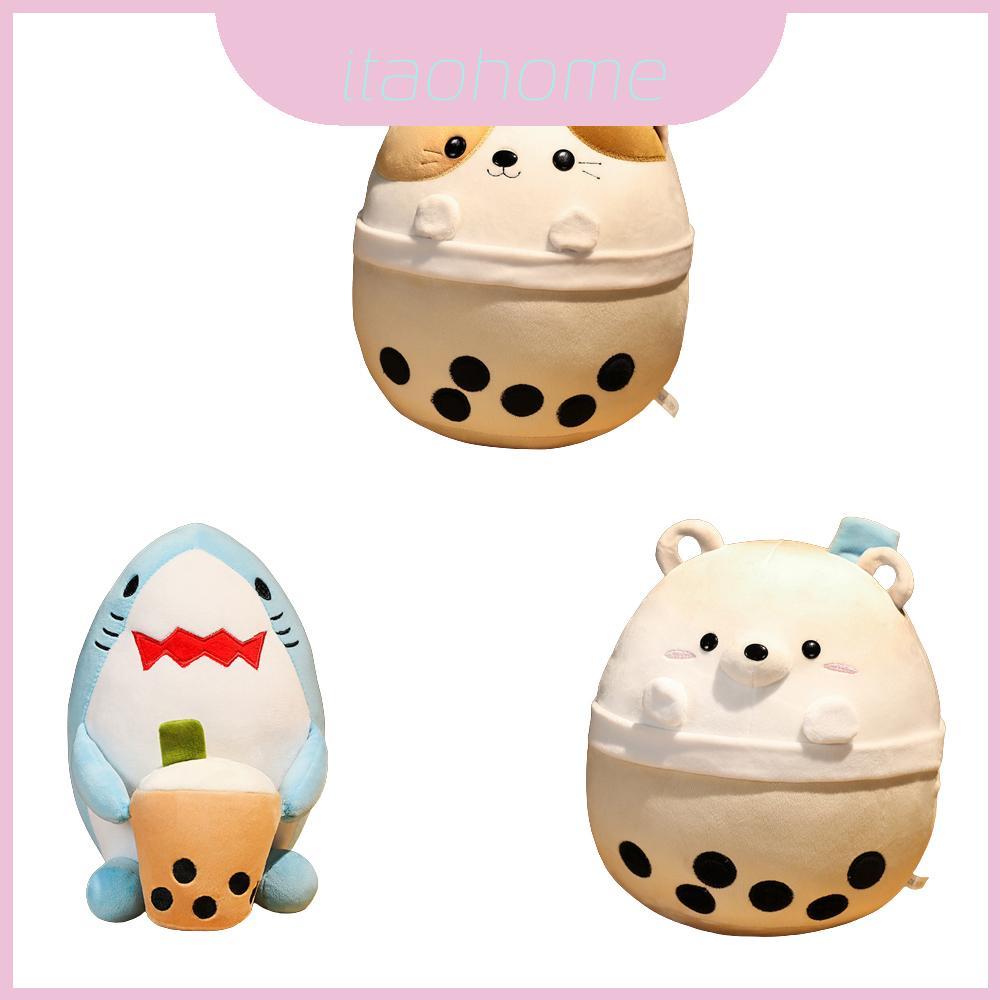 Bubble Plushy Tea Boba Cup Đồ chơi sang trọng Gấu cá mập Mèo