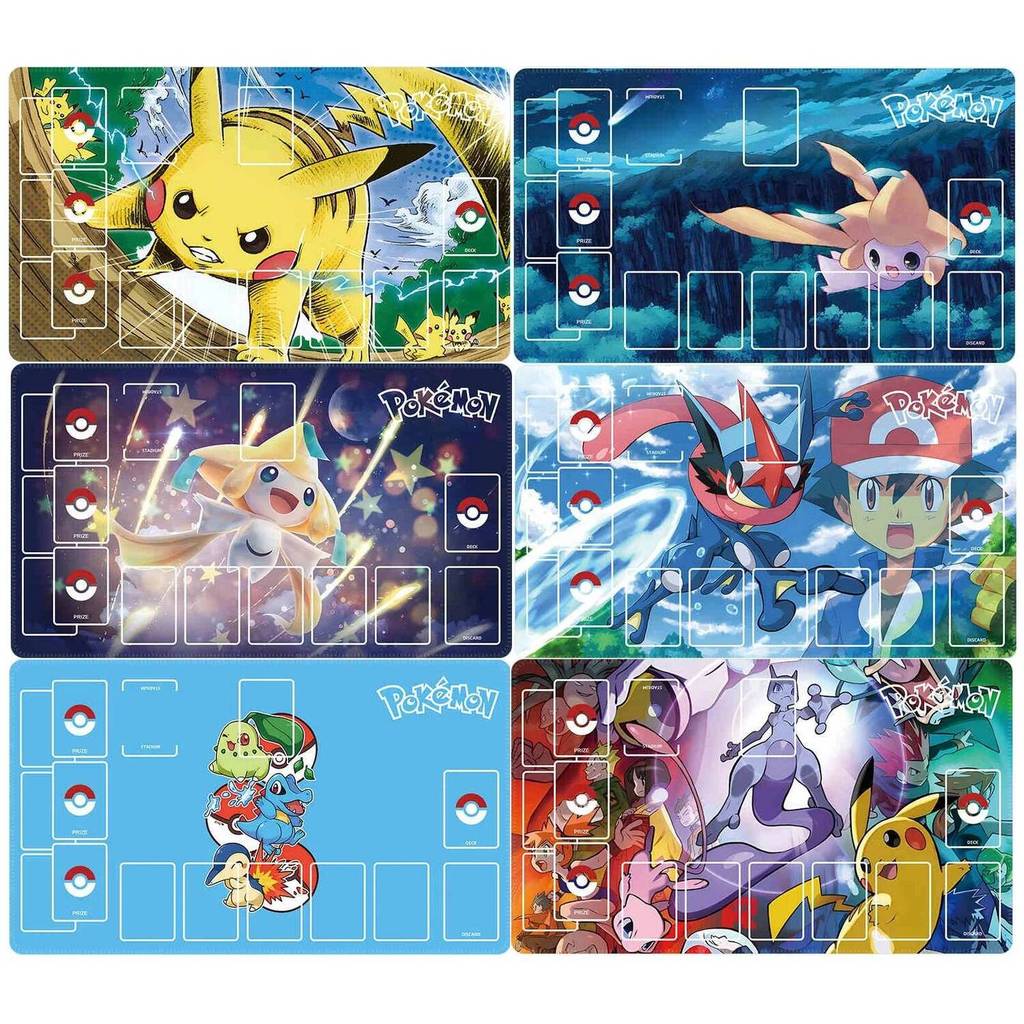 600X350X2Mm PTCG Huấn Luyện Mewtwo Board Game Card Thảm YGO OPCG PTCG Jirachi Bàn Trận Đơn Miếng Lót