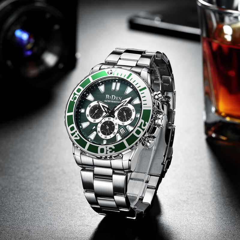 Đồng hồ nam BIDEN BIDEN Đồng hồ nam thời trang hợp thời trang dành cho doanh nhân Quartz Chronograph