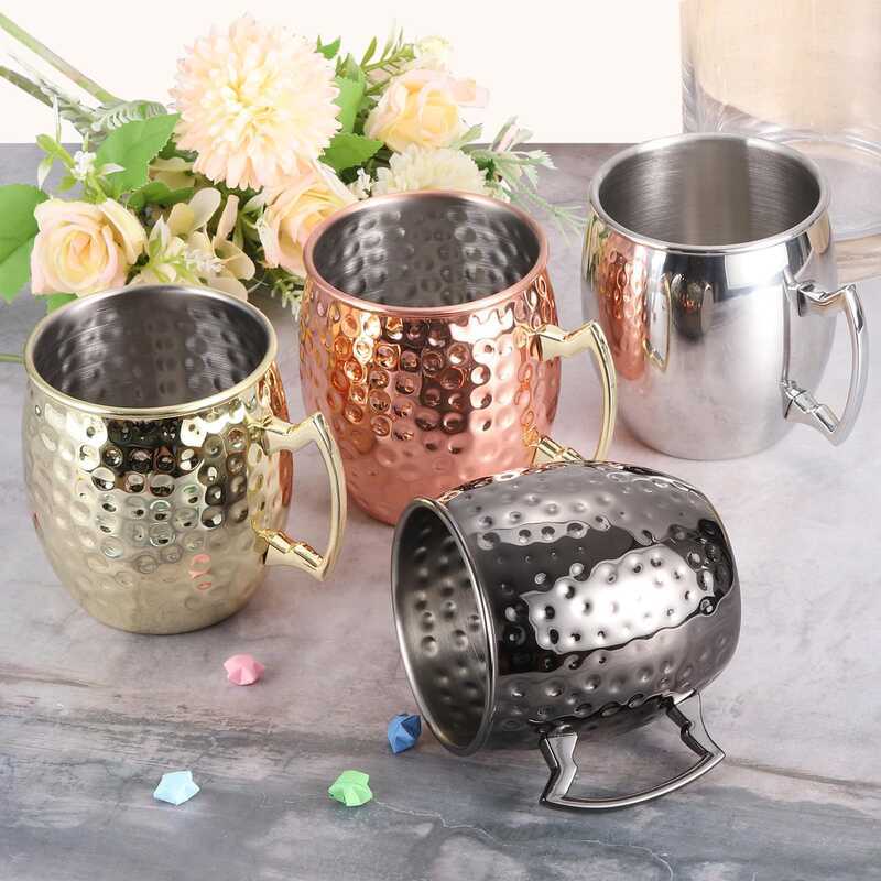 Moscow Mule Glass 304 Thép không gỉ Hammer Point Glass Bar Cocktail Glass Bộ kính uống lạnh